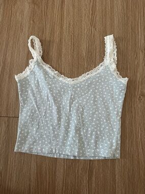 Brandy Melville Light Blue Floral Lace-Trim Cami